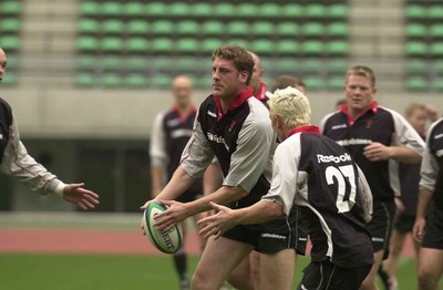 050601 - Wales Rugby Training - Wales skipper Andy Moore leads by example in training in Osaka
