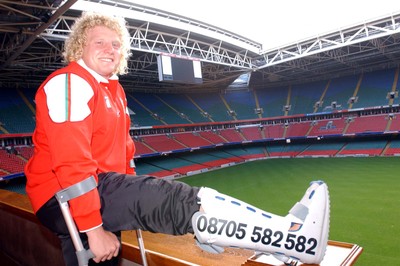 051103 - Wales Break With Tradition on Ticket Sales - Wales' Duncan Jones at the Millennium Stadium to help promote ticket sales for the Six Nations Tournament which go on sale today through Ticketmaster
