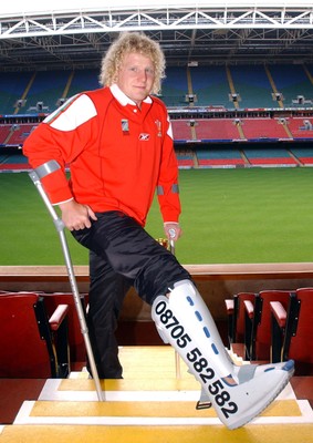 051103 - Wales Break With Tradition on Ticket Sales - Wales' Duncan Jones at the Millennium Stadium to help promote ticket sales for the Six Nations Tournament which go on sale today through Ticketmaster