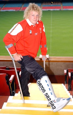051103 - Wales Break With Tradition on Ticket Sales - Wales' Duncan Jones at the Millennium Stadium to help promote ticket sales for the Six Nations Tournament which go on sale today through Ticketmaster