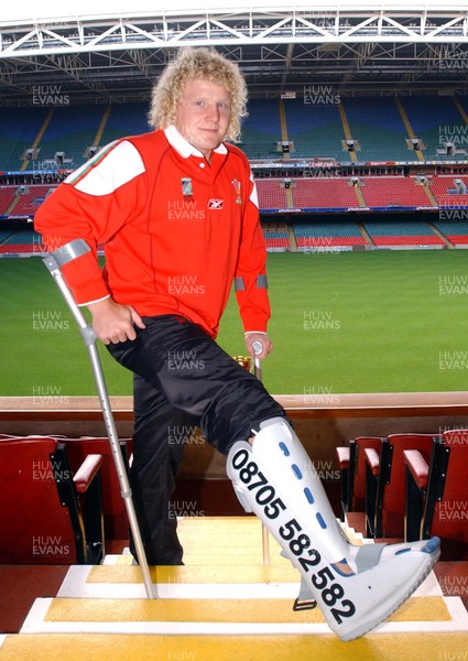 051103 - Wales Break With Tradition on Ticket Sales - Wales' Duncan Jones at the Millennium Stadium to help promote ticket sales for the Six Nations Tournament which go on sale today through Ticketmaster