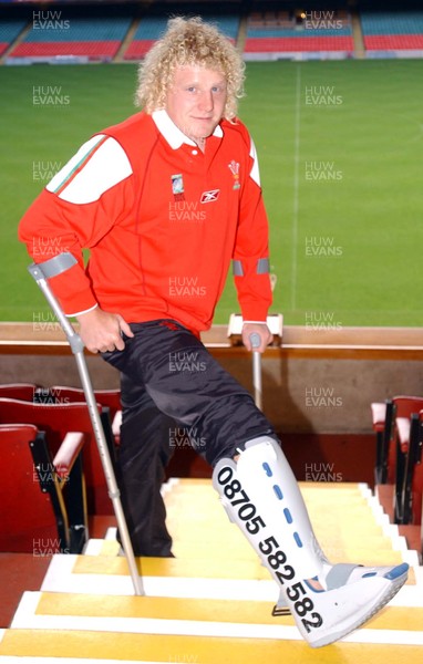 051103 - Wales Break With Tradition on Ticket Sales - Wales' Duncan Jones at the Millennium Stadium to help promote ticket sales for the Six Nations Tournament which go on sale today through Ticketmaster