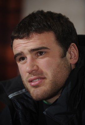 18.02.10 - Wales Rugby Interviews - Jamie Roberts talks to reporters. 