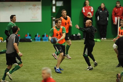 18.02.10 - Wales Rugby Training - Ryan Jones in action during training. 