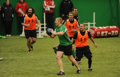 18.02.10 - Wales Rugby Training - Bradley Davies in action during training. 