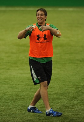 18.02.10 - Wales Rugby Training - Ryan Jones in action during training. 