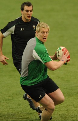 18.02.10 - Wales Rugby Training - Bradley Davies in action during training. 