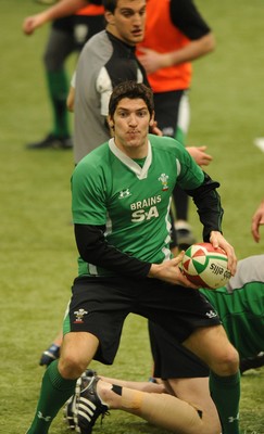 18.02.10 - Wales Rugby Training - James Hook in action during training. 