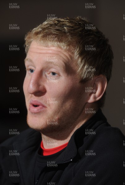 18.02.10 - Wales Rugby Interviews - Bradley Davies talks to reporters. 
