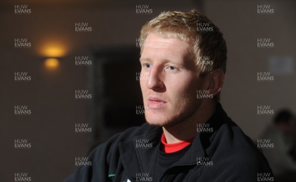 18.02.10 - Wales Rugby Interviews - Bradley Davies talks to reporters. 