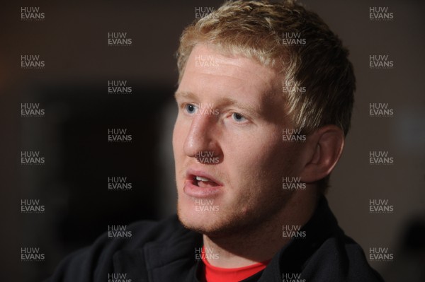 18.02.10 - Wales Rugby Interviews - Bradley Davies talks to reporters. 