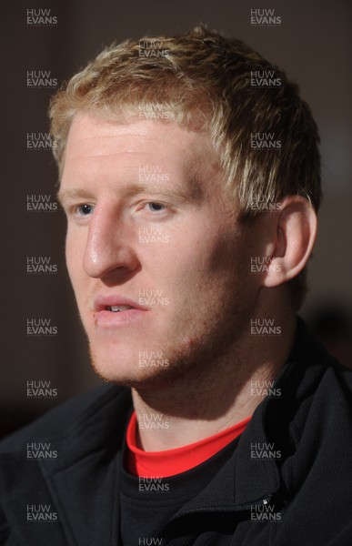 18.02.10 - Wales Rugby Interviews - Bradley Davies talks to reporters. 