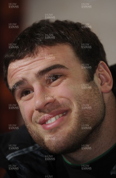 18.02.10 - Wales Rugby Interviews - Jamie Roberts talks to reporters. 