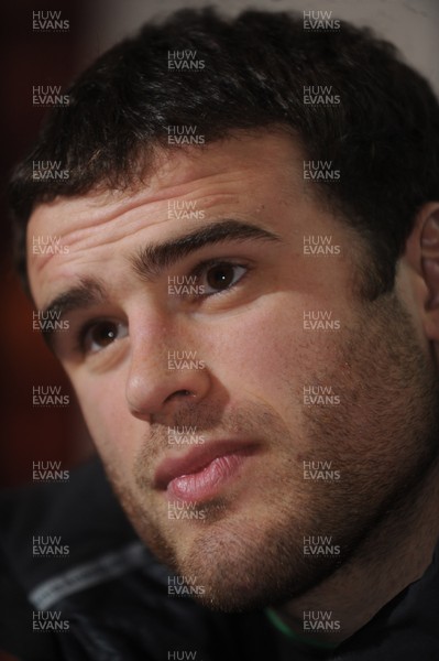 18.02.10 - Wales Rugby Interviews - Jamie Roberts talks to reporters. 