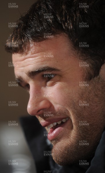 18.02.10 - Wales Rugby Interviews - Jamie Roberts talks to reporters. 