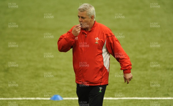 18.02.10 - Wales Rugby Training - Wales Head coach Warren Gatland during training. 