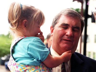 290698 - Wales Rugby team arrive home -  Dennis John with granddaughter Katie 