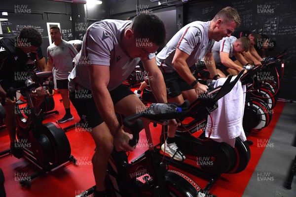251022 - Wales Rugby Altitude Training - Josh Adams and Garth Anscombe during a atitude bike session