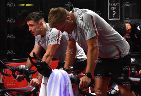 251022 - Wales Rugby Altitude Training - Josh Adams and Garth Anscombe during a atitude bike session