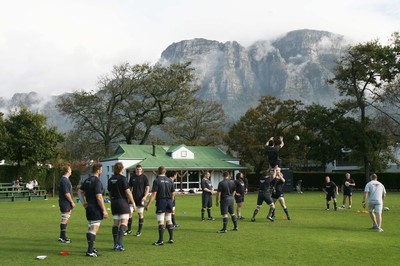 31.05.08 Wales rugby in S.Africa... Wales forwards during team training at Western Province Cricket Club in Cape Town.   