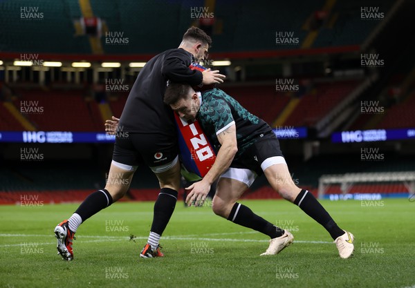 020224 - Wales Rugby Captains Run the day before the first 6 Nations game against Scotland - Josh Adams during training