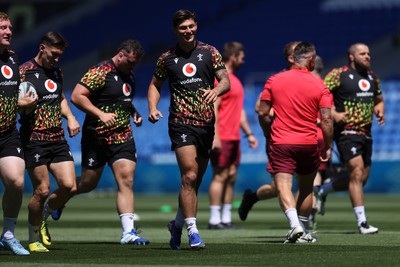 030726 - Wales Rugby Captains Run ahead of their first Nations Championship game against Fiji tomorrow in Cardiff - Louis Rees-Zammit during training