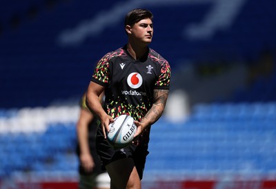 030726 - Wales Rugby Captains Run ahead of their first Nations Championship game against Fiji tomorrow in Cardiff - Louis Rees-Zammit during training