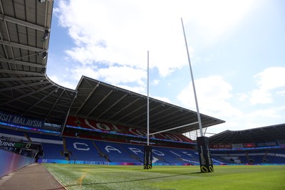 030726 - Wales Rugby Captains Run ahead of their first Nations Championship game against Fiji tomorrow in Cardiff - General View of Cardiff City Stadium with rugby posts