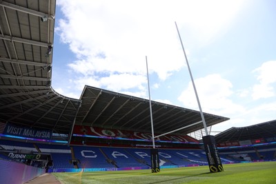 030726 - Wales Rugby Captains Run ahead of their first Nations Championship game against Fiji tomorrow in Cardiff - General View of Cardiff City Stadium with rugby posts