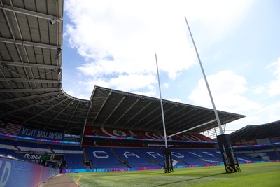 030726 - Wales Rugby Captains Run ahead of their first Nations Championship game against Fiji tomorrow in Cardiff - General View of Cardiff City Stadium with rugby posts