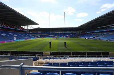 030726 - Wales Rugby Captains Run ahead of their first Nations Championship game against Fiji tomorrow in Cardiff - General View of Cardiff City Stadium with rugby posts