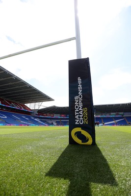 030726 - Wales Rugby Captains Run ahead of their first Nations Championship game against Fiji tomorrow in Cardiff - General View of Cardiff City Stadium with rugby posts