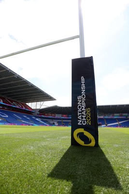 030726 - Wales Rugby Captains Run ahead of their first Nations Championship game against Fiji tomorrow in Cardiff - General View of Cardiff City Stadium with rugby posts