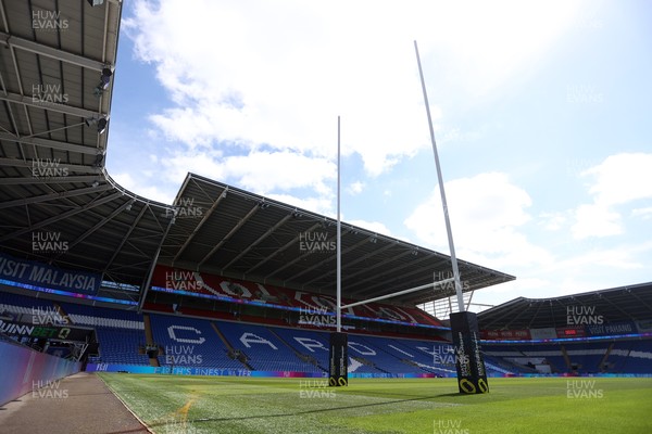 030726 - Wales Rugby Captains Run ahead of their first Nations Championship game against Fiji tomorrow in Cardiff - General View of Cardiff City Stadium with rugby posts