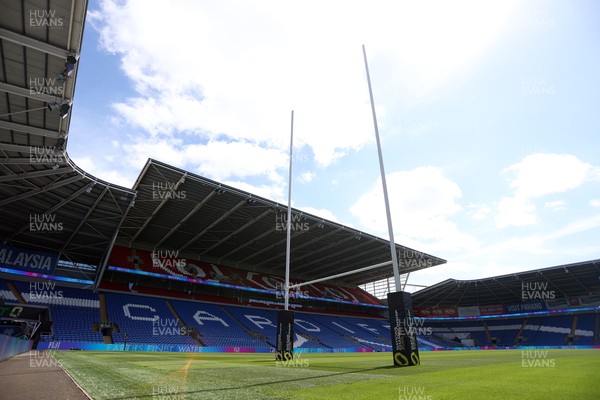 030726 - Wales Rugby Captains Run ahead of their first Nations Championship game against Fiji tomorrow in Cardiff - General View of Cardiff City Stadium with rugby posts