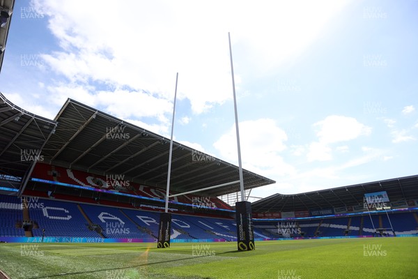 030726 - Wales Rugby Captains Run ahead of their first Nations Championship game against Fiji tomorrow in Cardiff - General View of Cardiff City Stadium with rugby posts