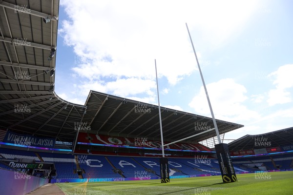 030726 - Wales Rugby Captains Run ahead of their first Nations Championship game against Fiji tomorrow in Cardiff - General View of Cardiff City Stadium with rugby posts
