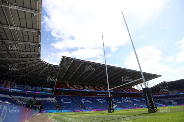 030726 - Wales Rugby Captains Run ahead of their first Nations Championship game against Fiji tomorrow in Cardiff - General View of Cardiff City Stadium with rugby posts