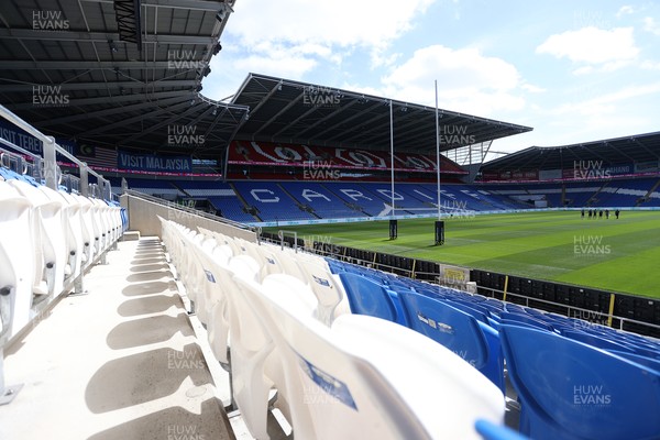 030726 - Wales Rugby Captains Run ahead of their first Nations Championship game against Fiji tomorrow in Cardiff - General View of Cardiff City Stadium with rugby posts