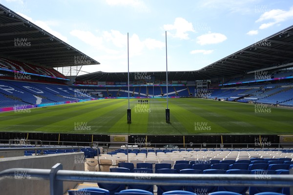 030726 - Wales Rugby Captains Run ahead of their first Nations Championship game against Fiji tomorrow in Cardiff - General View of Cardiff City Stadium with rugby posts