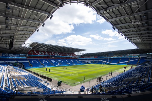 030726 - Wales Rugby Captains Run ahead of their first Nations Championship game against Fiji tomorrow in Cardiff - General View of Cardiff City Stadium with rugby posts
