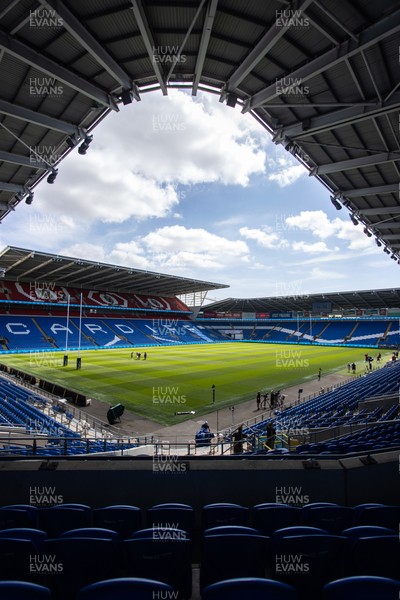 030726 - Wales Rugby Captains Run ahead of their first Nations Championship game against Fiji tomorrow in Cardiff - General View of Cardiff City Stadium with rugby posts