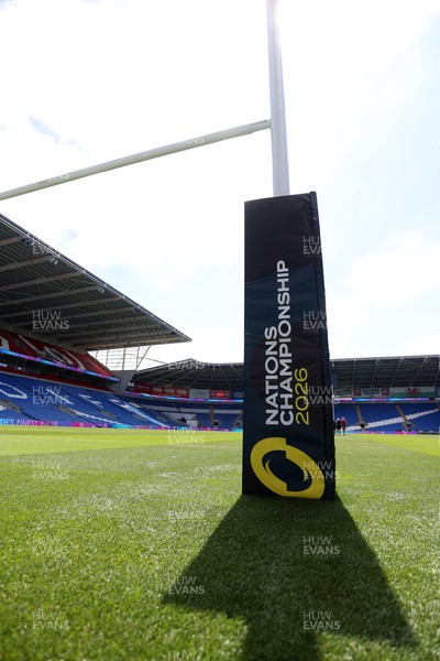 030726 - Wales Rugby Captains Run ahead of their first Nations Championship game against Fiji tomorrow in Cardiff - General View of Cardiff City Stadium with rugby posts