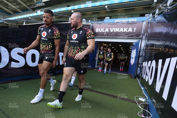 030726 - Wales Rugby Captains Run ahead of their first Nations Championship game against Fiji tomorrow in Cardiff - Ben Thomas and Dillon Lewis during training