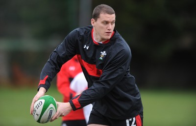 04.02.12 - Wales Rugby Captains Run -.Ian Evans during training..