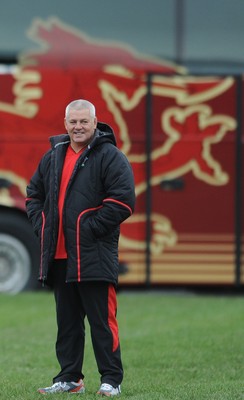 04.02.12 - Wales Rugby Captains Run -.Head coach Warren Gatland during training..