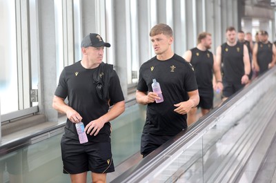 040725 - Wales Rugby walk to the stadium for their Captains Run at Mikuni World Stadium ahead of the game against Japan - Josh Adams and Alex Mann