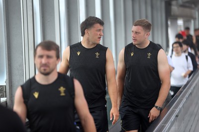 040725 - Wales Rugby walk to the stadium for their Captains Run at Mikuni World Stadium ahead of the game against Japan - Teddy Williams and Ben Carter