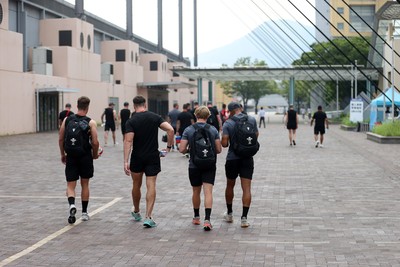 040725 - Wales Rugby walk to the stadium for their Captains Run at Mikuni World Stadium ahead of the game against Japan - 