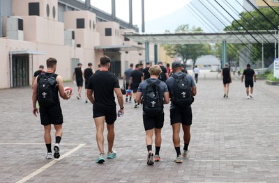 040725 - Wales Rugby walk to the stadium for their Captains Run at Mikuni World Stadium ahead of the game against Japan - 
